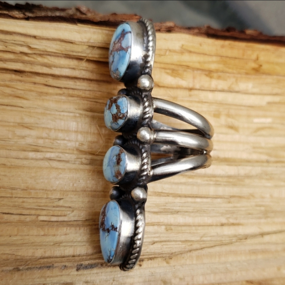 SOLD Golden Hills Turquoise Sterling Ring Sz 6 - Picture 7 of 8